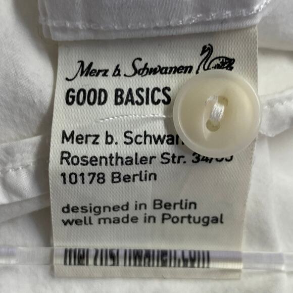 MERZ B. SCHWANEN Size XL White Cotton One Pocket Relaxed Fit Long Sleeve Shirt - Picture 9 of 10